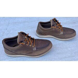 L.L. Bean Mens Stonington Shoes 11.5 M Brown Leather Moc-Toe Oxford Lace Up